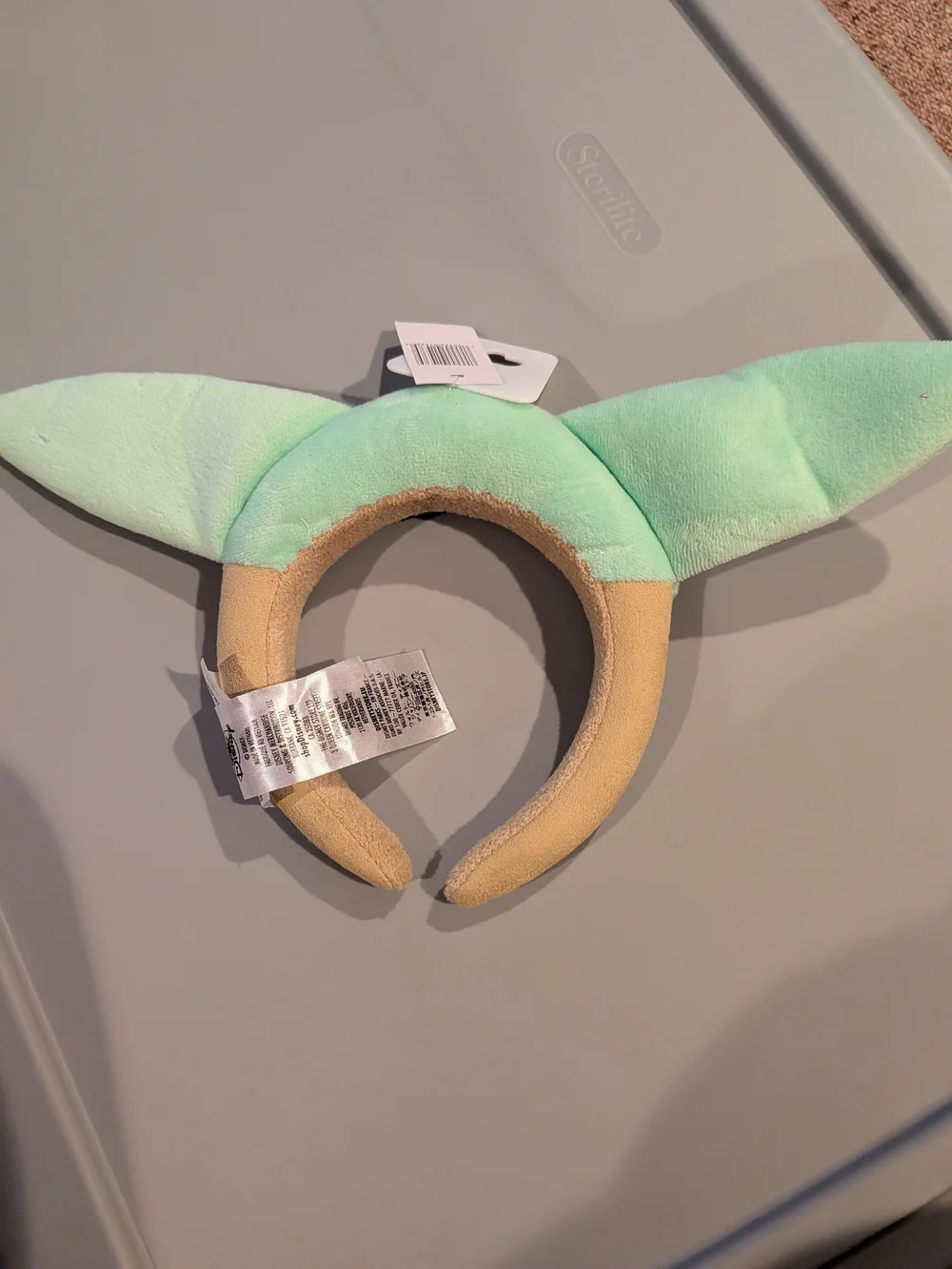 Disney Baby Yoda (Grogu) Plush Ear Headband in Mint Green, Peach and Tan